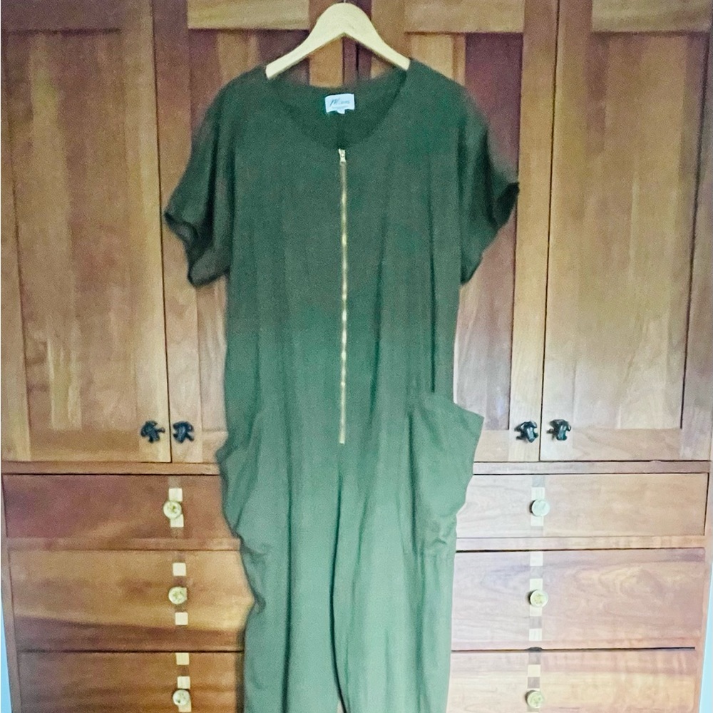 Mien Together Zipper Jumpsuit on Olive, size XL